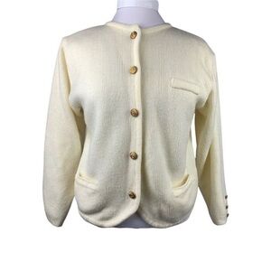 VTG Hasting & Smith Cream Knit Heritage Academia Cardigan | Classic Quiet Luxury